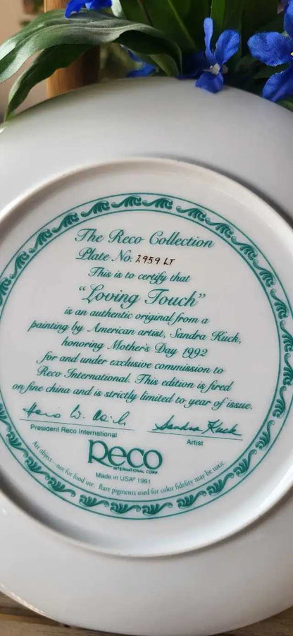 Reco Loving Touch Collector Plate