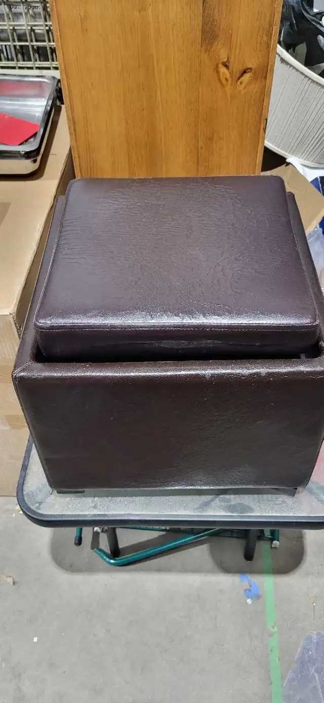 Faux Leather Storage Ottoman