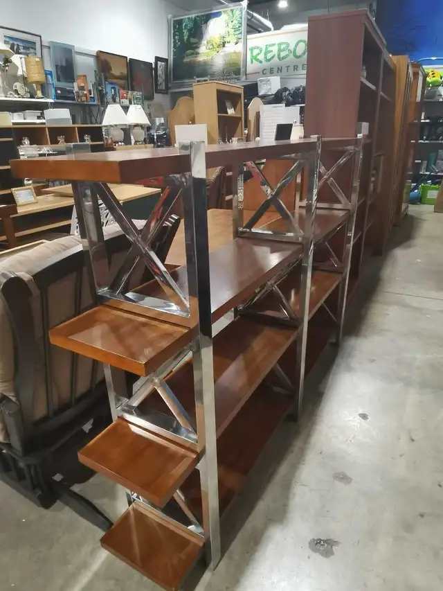 Chrome and Wood Desk with shelving unit (set)