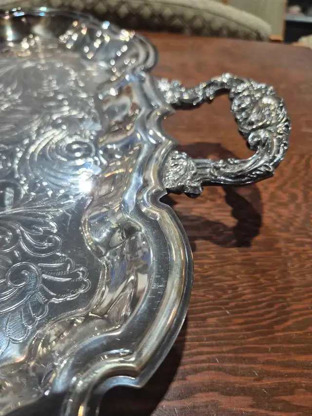 EP Brass Textured Silver Plated Serving Tray