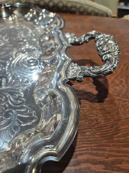 EP Brass Textured Silver Plated Serving Tray