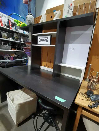 Black IKEA Work Desk with Hutch