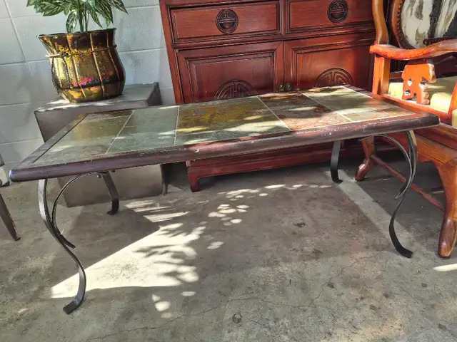 Tiled Top Coffee Table with Metal Legs