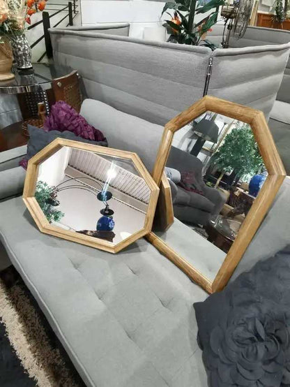 Octagonal Wood Framed Mirrors (set)