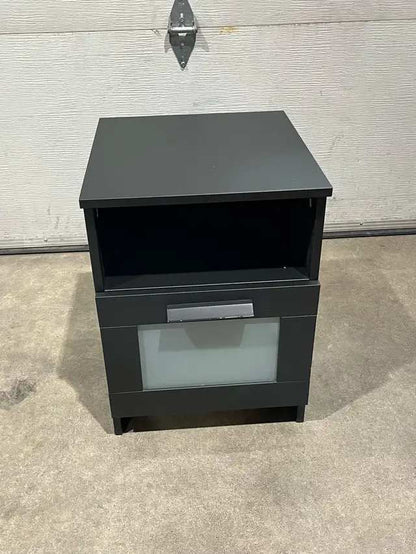 Black IKEA Nightstand with One Drawer