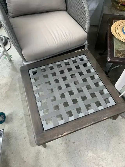 Grey West Elm Rope Accent Chair and Ottoman