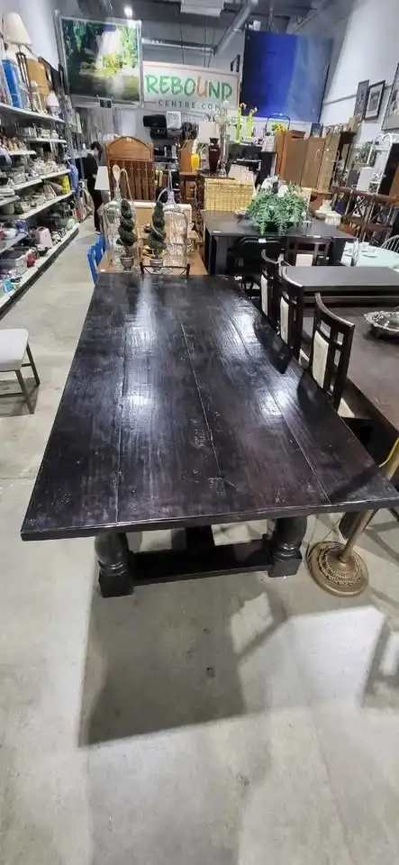 Rustic Dark Wood Dining Table - HARVEST