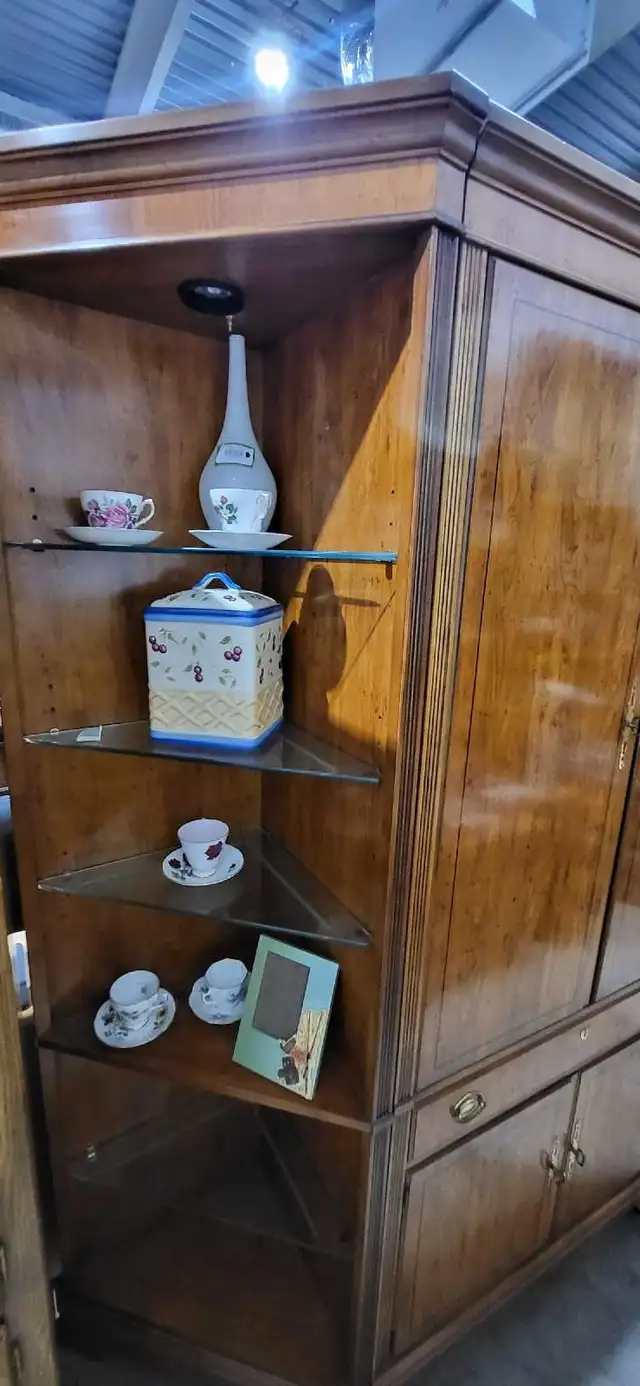 Drexel - Wooden Armoire with Corner Display Cabinet