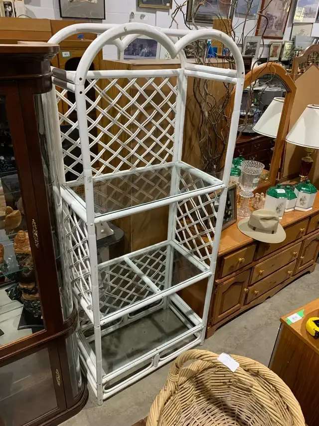 White Rattan with Glass Shelf
