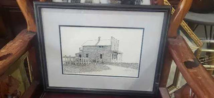 James Marshall Framed Pen and Ink Sketch