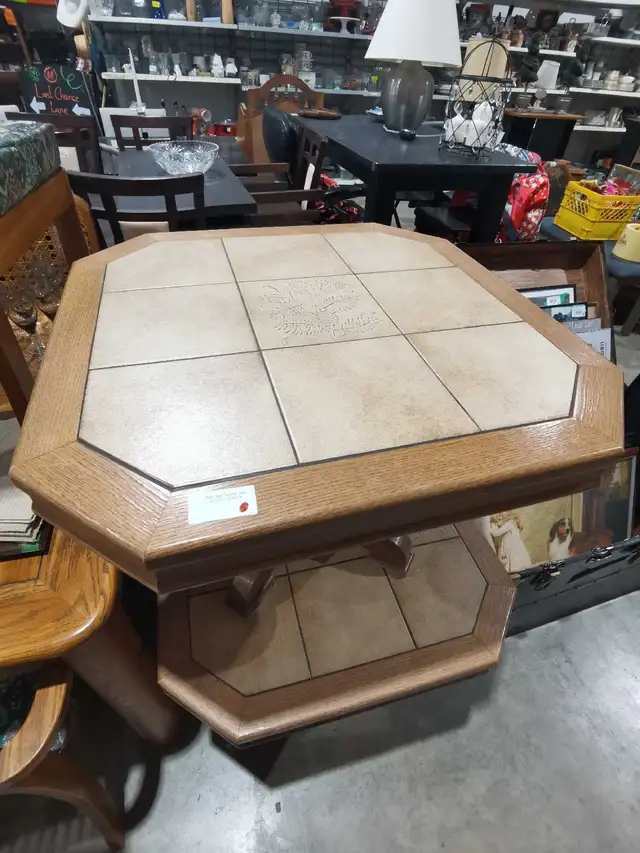Oak and Tile Side Table