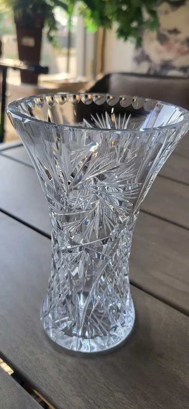 Small Lead Crystal Vase with Starburst Pattern