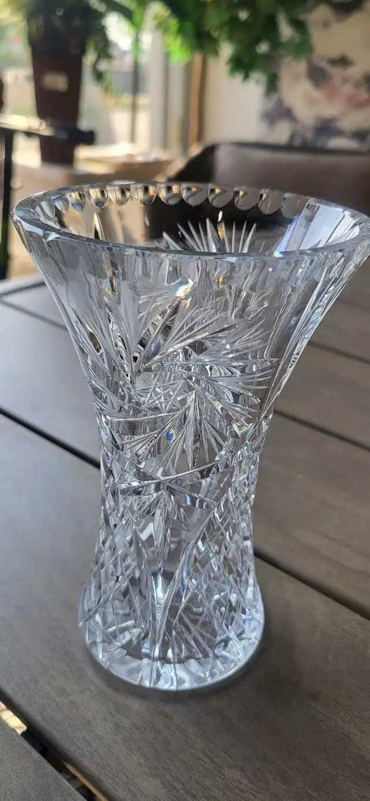 Small Lead Crystal Vase with Starburst Pattern