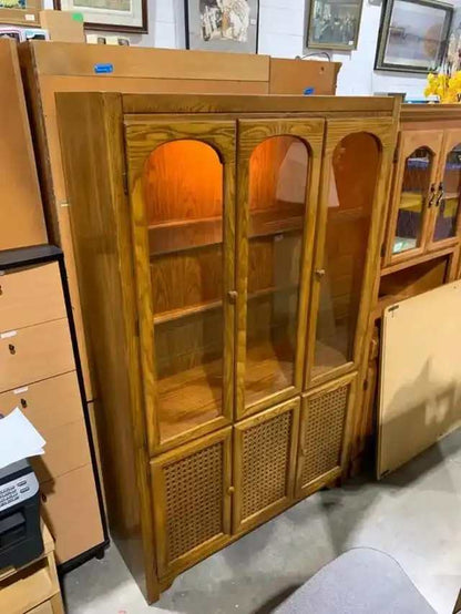 Oak Display Cabinet with Cane Doors - House of Braemore