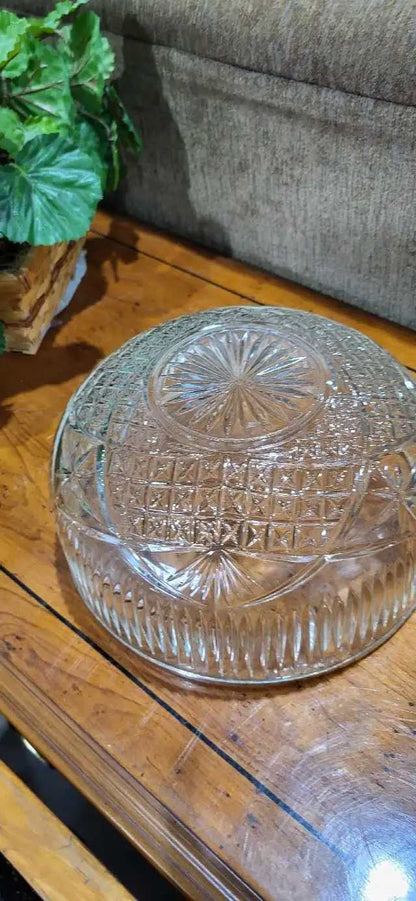 Crystal Serving Bowl with Metal Rim