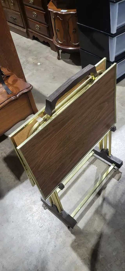 Vintage TV Tray Tables with Stand