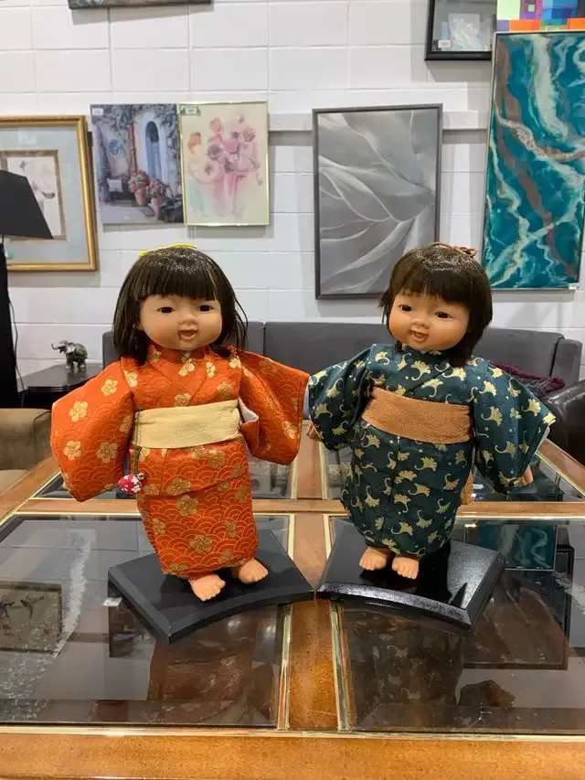 Vintage 1970s Sekiguchi Japanese Ichimatsu Geisha Dolls