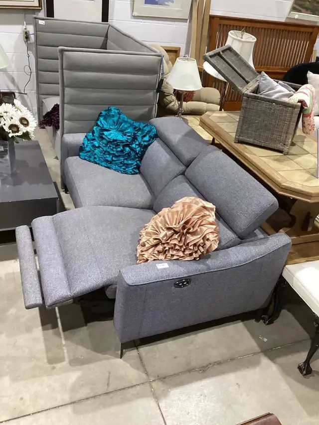 Modern Grey Power Reclining Sofa