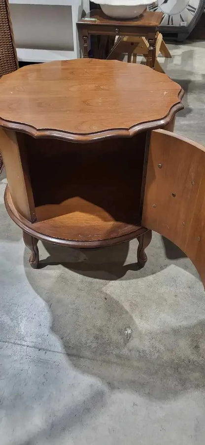 Vintage Round Wood Side Table