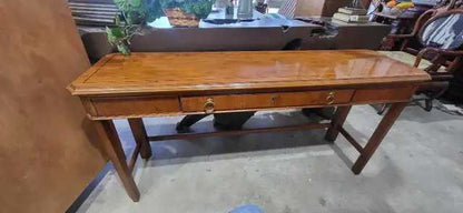 Vintage Oak Drexel Console Table with Drawer