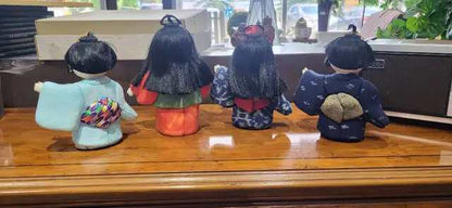 Set of 4 Japanese Ichimatsu Kimono Dolls