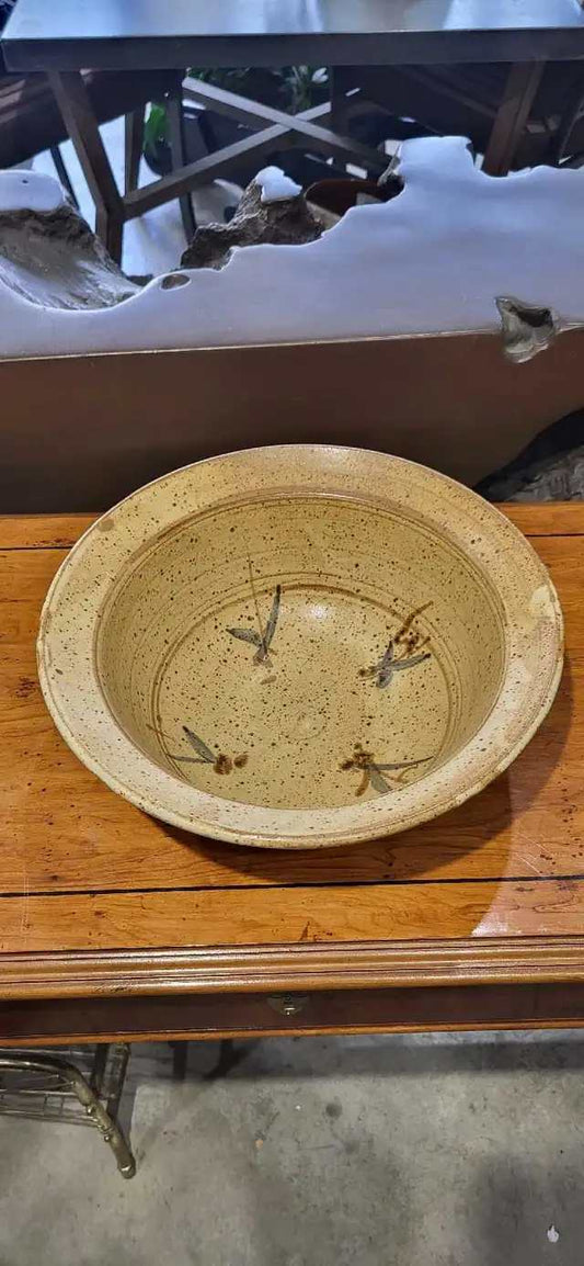 Clayhouse Pottery Bowl with Dragonfly Pattern - 11"