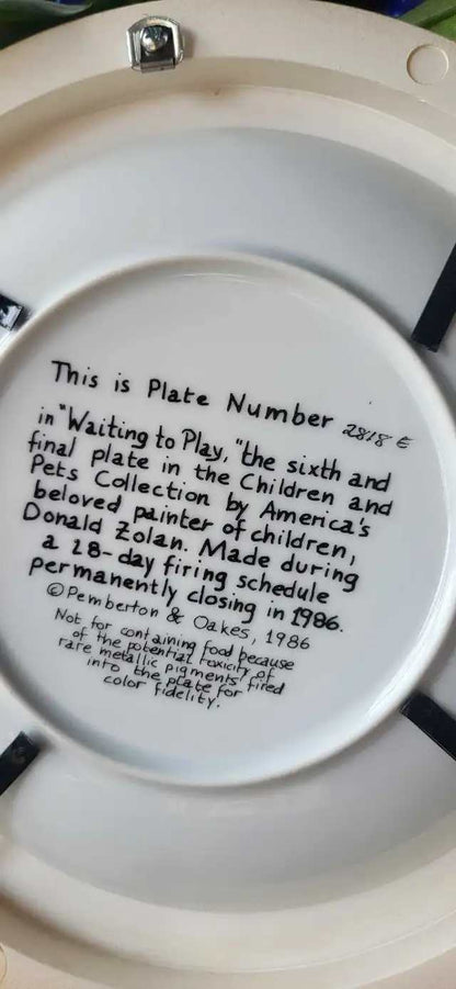 Pemberton & Oakes Donald Zolan Waiting to Play Collector Plate