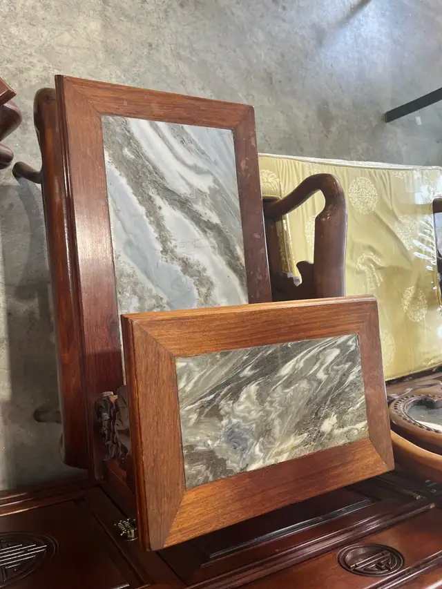 Asian Style Carved Wood Chair Set