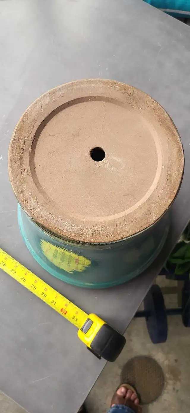 Large Ceramic Glazed Garden Pot - Teal