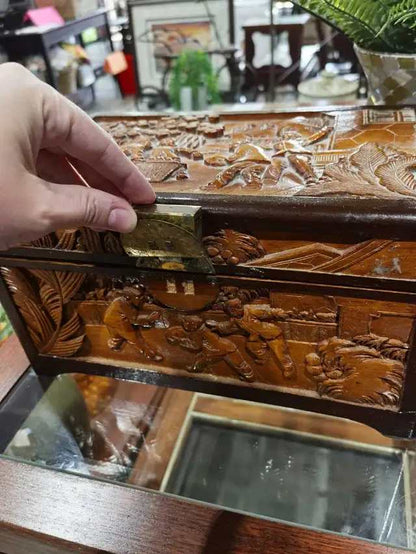 Hand Carved Wooden Storage Box