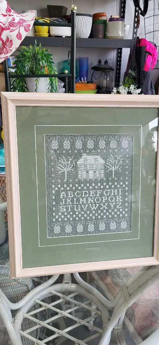 Framed Cross Stitch Alphabet Sampler