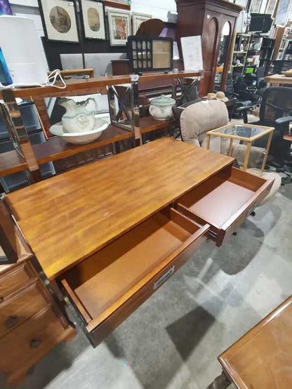 Chrome and Wood Desk with shelving unit (set)