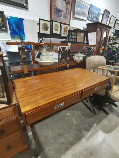 Chrome and Wood Desk with shelving unit (set)