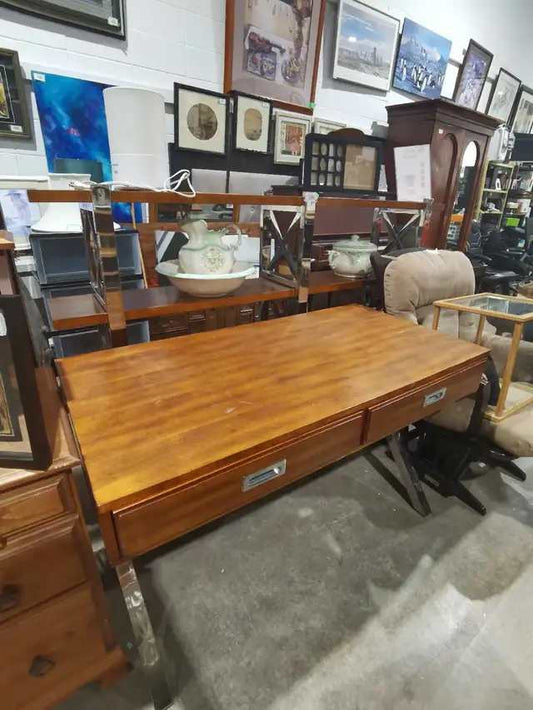 Chrome and Wood Desk with shelving unit (set)