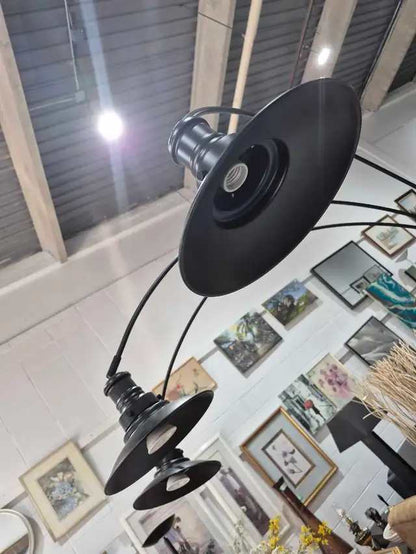 Black Three-Arm Arc Floor Lamp - 7 Feet Tall