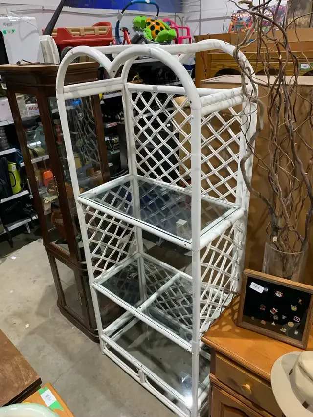 White Rattan with Glass Shelf
