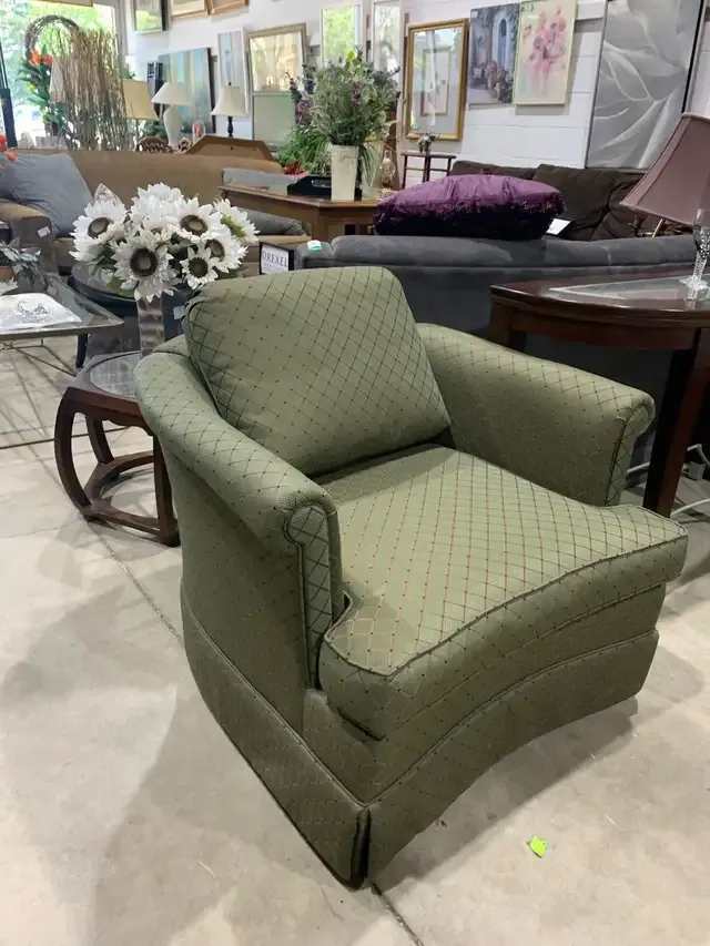Armchair Green Diamond Pattern