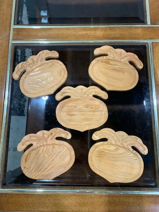 Set of 5 Wooden Turnip Shaped Coasters