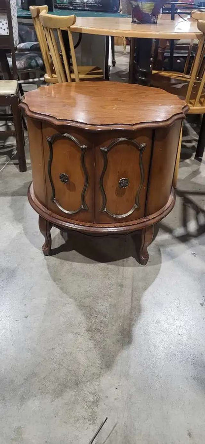 Vintage Round Wood Side Table