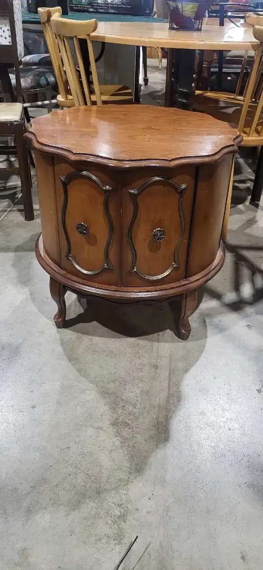 Vintage Round Wood Side Table