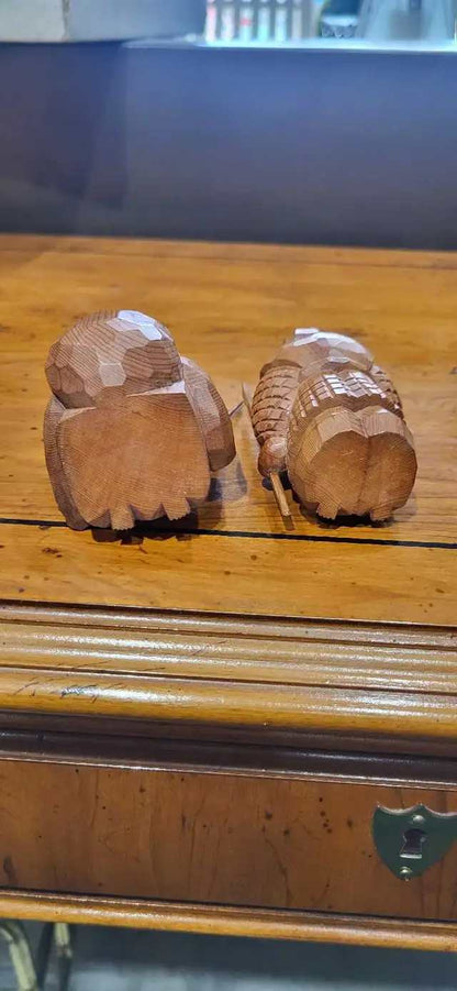 Hand-Carved Japanese Wooden Figurines
