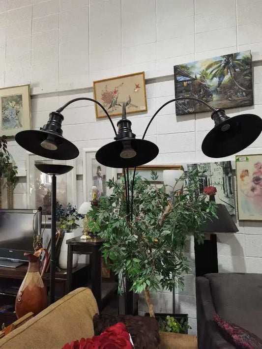 Black Three-Head Arc Floor Lamp