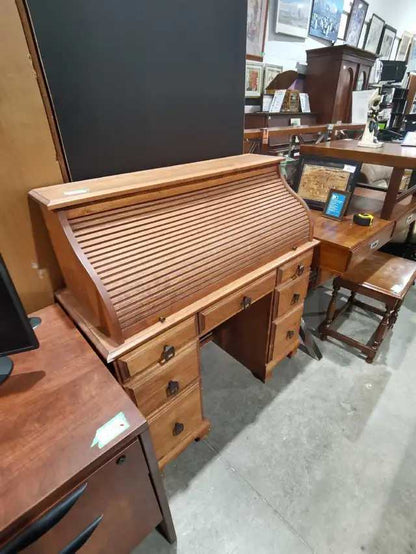 Wooden Roll Top Desk with drawers