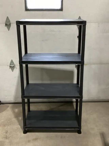 Black Plastic 4-Tier Storage Shelving Unit - 2 available