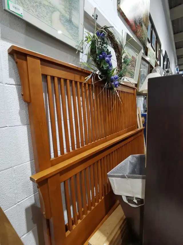 Queen Wooden Headboard and bedframe