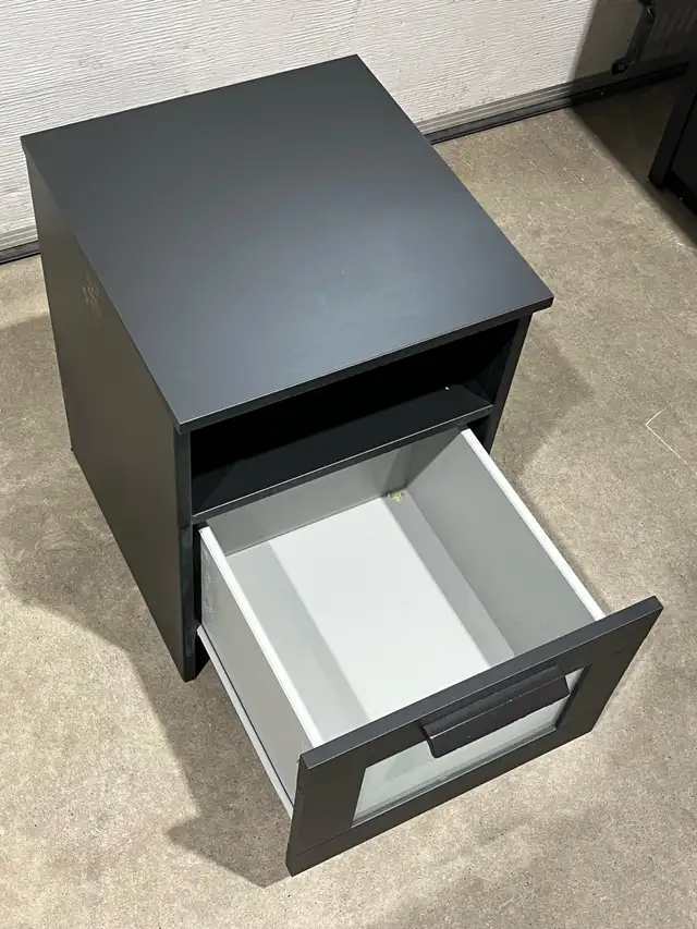 Black IKEA Nightstand with One Drawer