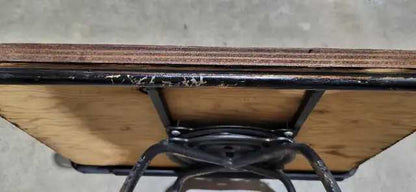 Vintage Metal and Wood Side Table on Pivot