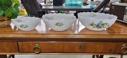 Arcopal France Milk Glass Fruit Bowls - Set of 3