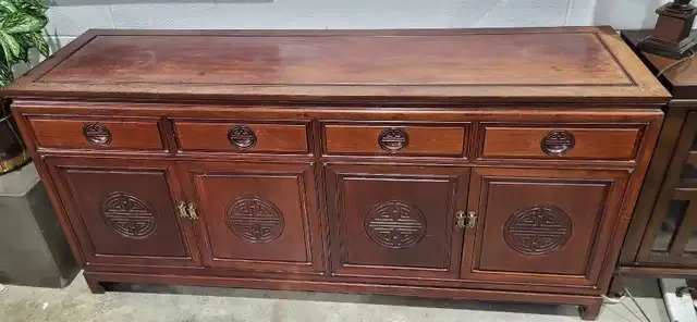 Rosewood Credenza with Shou Longevity Symbol