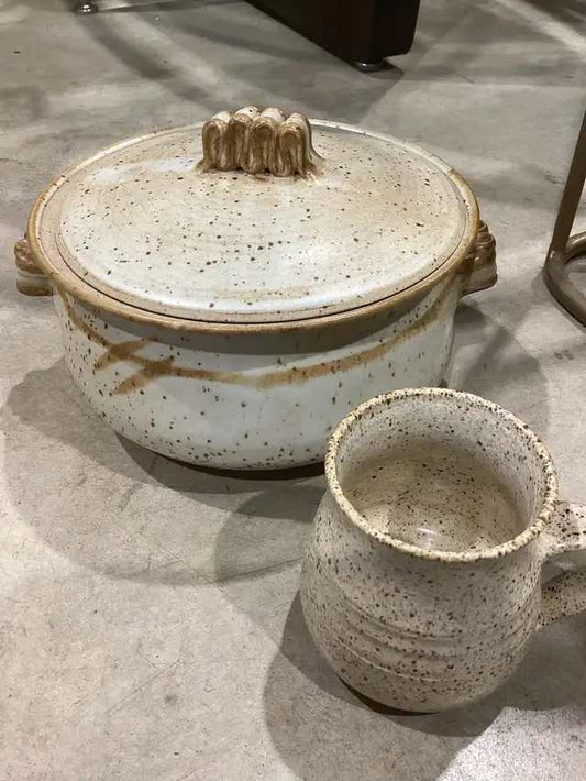 Stoneware Covered Casserole Dish and Mug